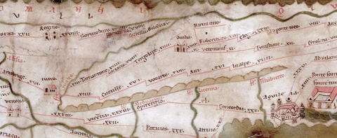 Tabula Peutingeriana, road map of the entire Roman Empire, National Library in Vienna