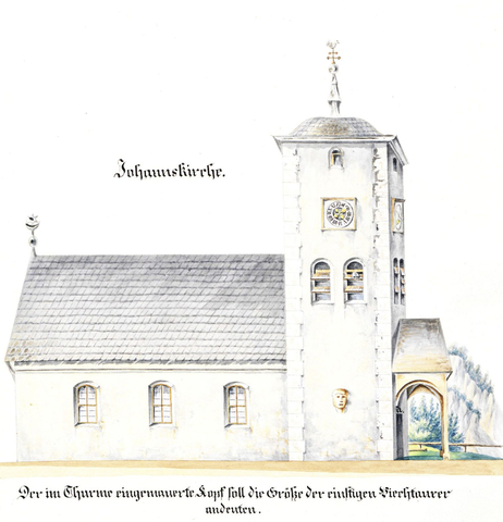 Abbildungen der Johanneskirche mit Grundriss und Beschreibung, sowie der Nicolaikirche, von Carl Ritter, Stadtarchiv Gmunden Handschrift 129, OÖLA