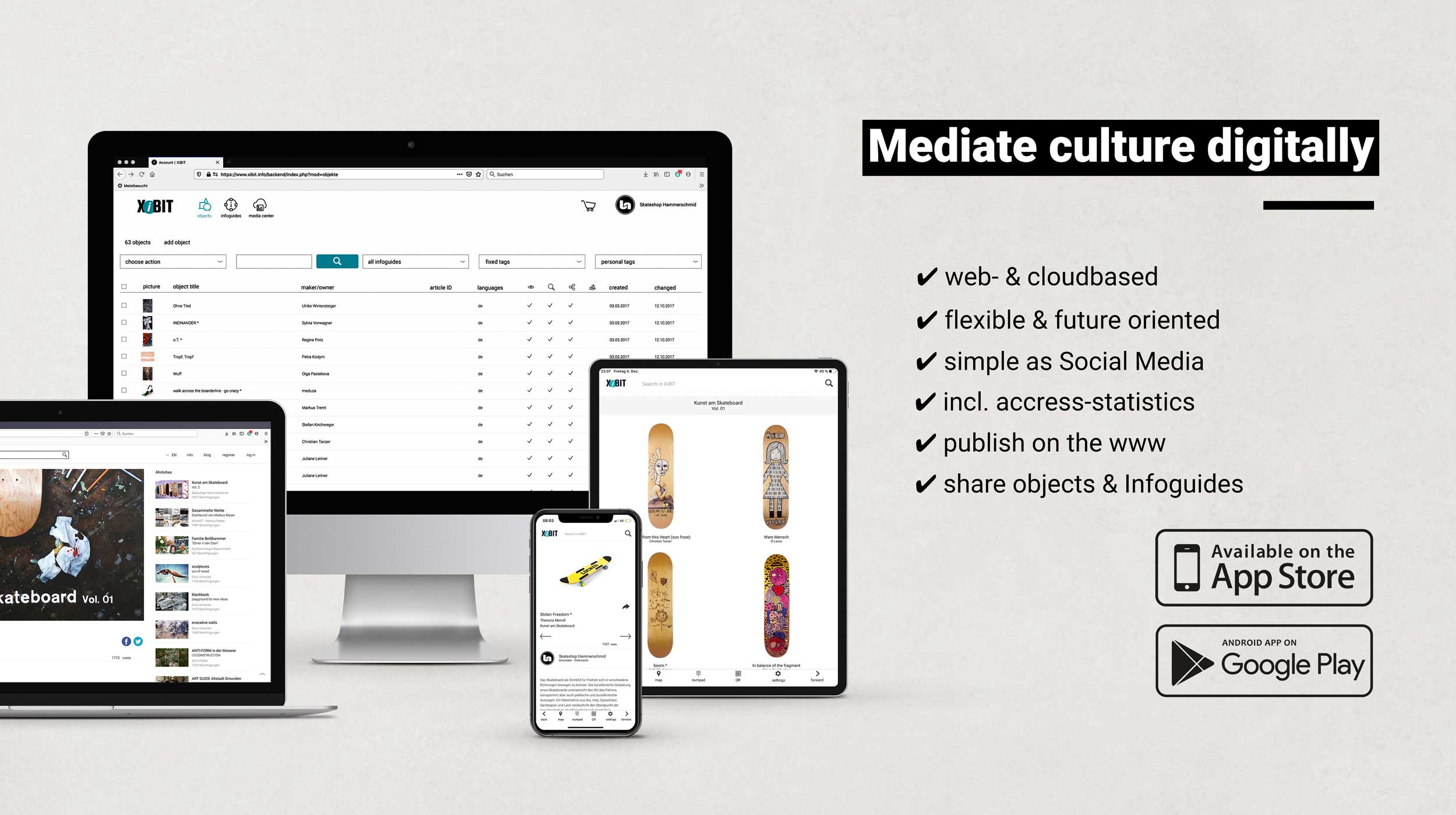 Mediate culture digitally - Screens